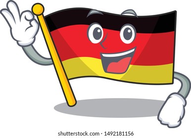 Okay germany flag flutter on cartoon pole