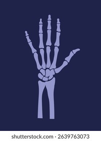 Okay gesture shown by hand skeleton of human, on dart background, isolated