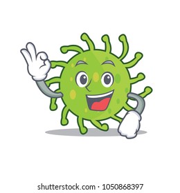 Okay green bacteria character cartoon