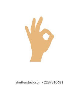 Okay hand black icon, Vector ok symbol isolated on white.