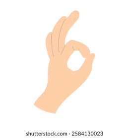 Okay hand gesture. Ok, human. Vector flat design isolated on white background