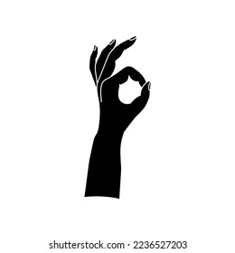 Okay hand gesture silhouette. Vector illustration