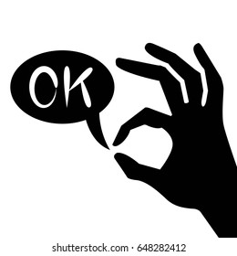okay hand gesture with speech bubble
