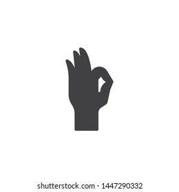 okay hand gesture vector icon. filled flat sign for mobile concept and web design. OK hand sign glyph icon. Symbol, logo illustration. Vector graphics