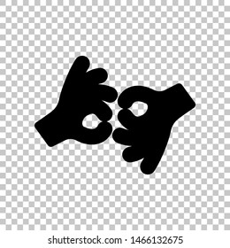 Okay. Hand icon. Black icon on transparent background. Illustration.