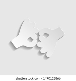 Okay. Hand icon. Paper style icon. Illustration.