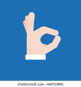 Okay hand sign icon, flat design vector