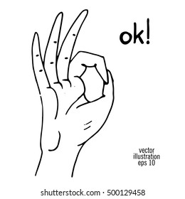 Okay hand sign. Vector illustration.