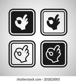 okay hand sign. Vector silhouette