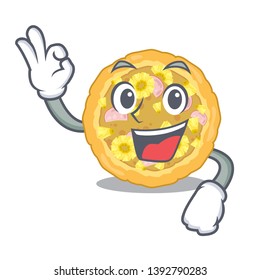 Okay hawaiian pizza in the mascot shape