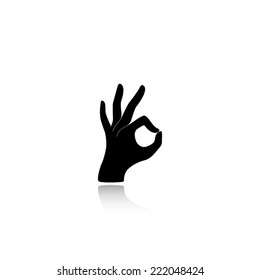 Okay  icon - black vector illustration with reflection