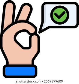 Okay Icon Lineal Color Vector Illustration