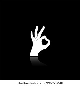 Okay icon - vector illustration with reflection isolated on black