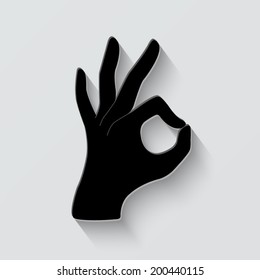 Okay icon - vector illustration with shadow on light background