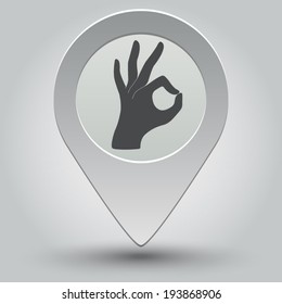 Okay icon - vector map pointer with shadow on light background