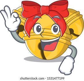 Okay Jingle bell cartoon isolated with mascot