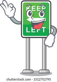 Okay Keep left road sign mascot isolated cartoon
