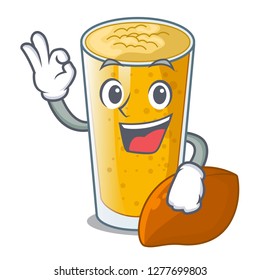 Okay lassi mango in a cartoon bottle