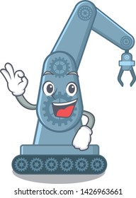 Okay mechatronic robotic arm in mascot shape