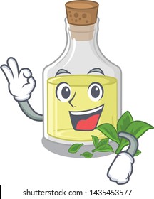 Okay peppermint oil in the cartoon shape