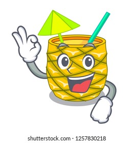 Okay Pineapple juice in glassware on mascot