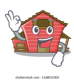 Okay a red barn house character cartoon