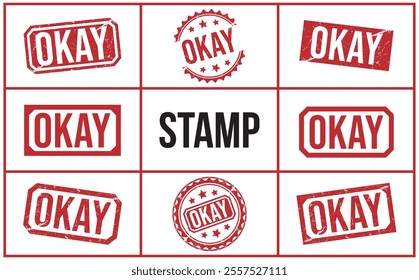 OKAY red rubber stamp vector design.