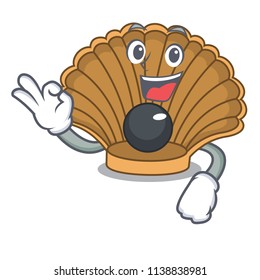 Okay shell with pearl character cartoon