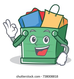 Okay Shopping Basket Character Cartoon Stock Vector (Royalty Free