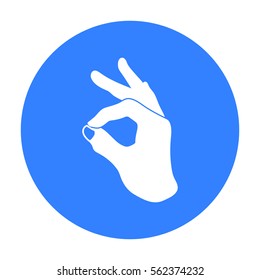 Okay sign icon in black style isolated on white background. Hand gestures symbol stock vector illustration.