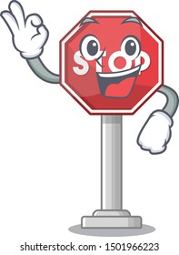 Okay sign stop cartoon side street mascot