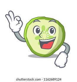 Okay sliced cucumber hamburger ingredient character cartoon