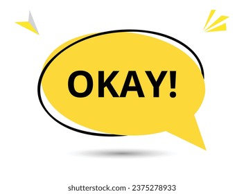 Bien, habla el texto de la burbuja. Hola allí en color brillante para Sticker, Banner y Poster. ilustración vectorial.