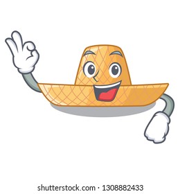 Okay straw hat in the shape mascot