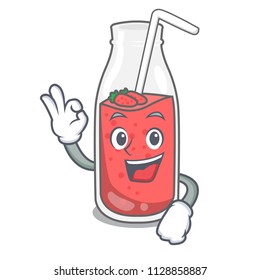 Okay strawberry smoothie character cartoon