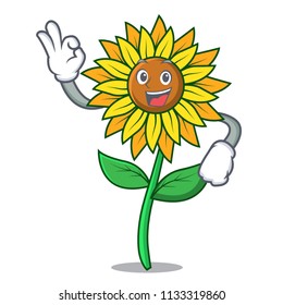 Okay sunflower character cartoon style