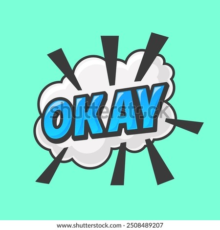 Okay Text Logo Cartoon Vector Icon Illustration. Nature Object Icon Concept Isolated Premium Vector. Flat Cartoon Style