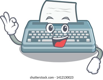 Okay typewriter isolated with in the cartoon