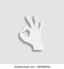 Okay vector icon - paper illustration