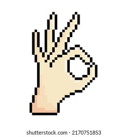 Okay, Vektorsymbol. Pixel-Art. 8-Bit-Logo. eps10