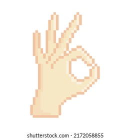 Okay, Vektorsymbol. Pixel-Art. 8-Bit-Logo. eps10