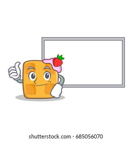 Okay waffle character cartoon design with board