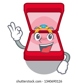 Okay wedding ring box isolated with mascot