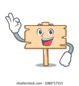 Okay wooden board character cartoon