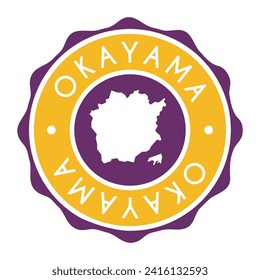 Okayama, Japan Badge Map Vector Seal Vector Sign. National Symbol Country Stamp Design Icon Label. 
