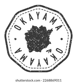 Okayama, Japan Map Stamp Retro Postmark. Silhouette Postal Passport. Seal Round Vector Icon. Badge Vintage Postage Design.