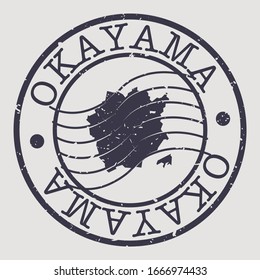 Okayama, Japan Stamp Postal. A Map Silhouette Seal. Passport Round Design. Vector Icon Design Retro Travel.