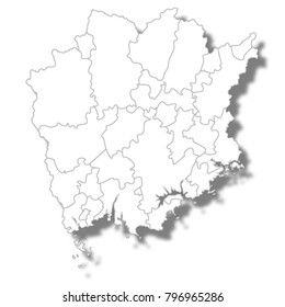 Okayama Prefecture Map White Icon