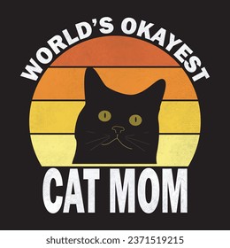 world”s okayest cat mom illustrations with patches for t-shirts and other uses