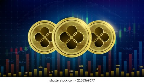 OKB (OKB) 3 moneda Cryptocurrency blockchain. Tecnología alternativa de reemplazo de moneda digital en el futuro. Antecedentes de la gráfica de crecimiento de la moneda virtual dorada plateada. Ilustración vectorial 3D.